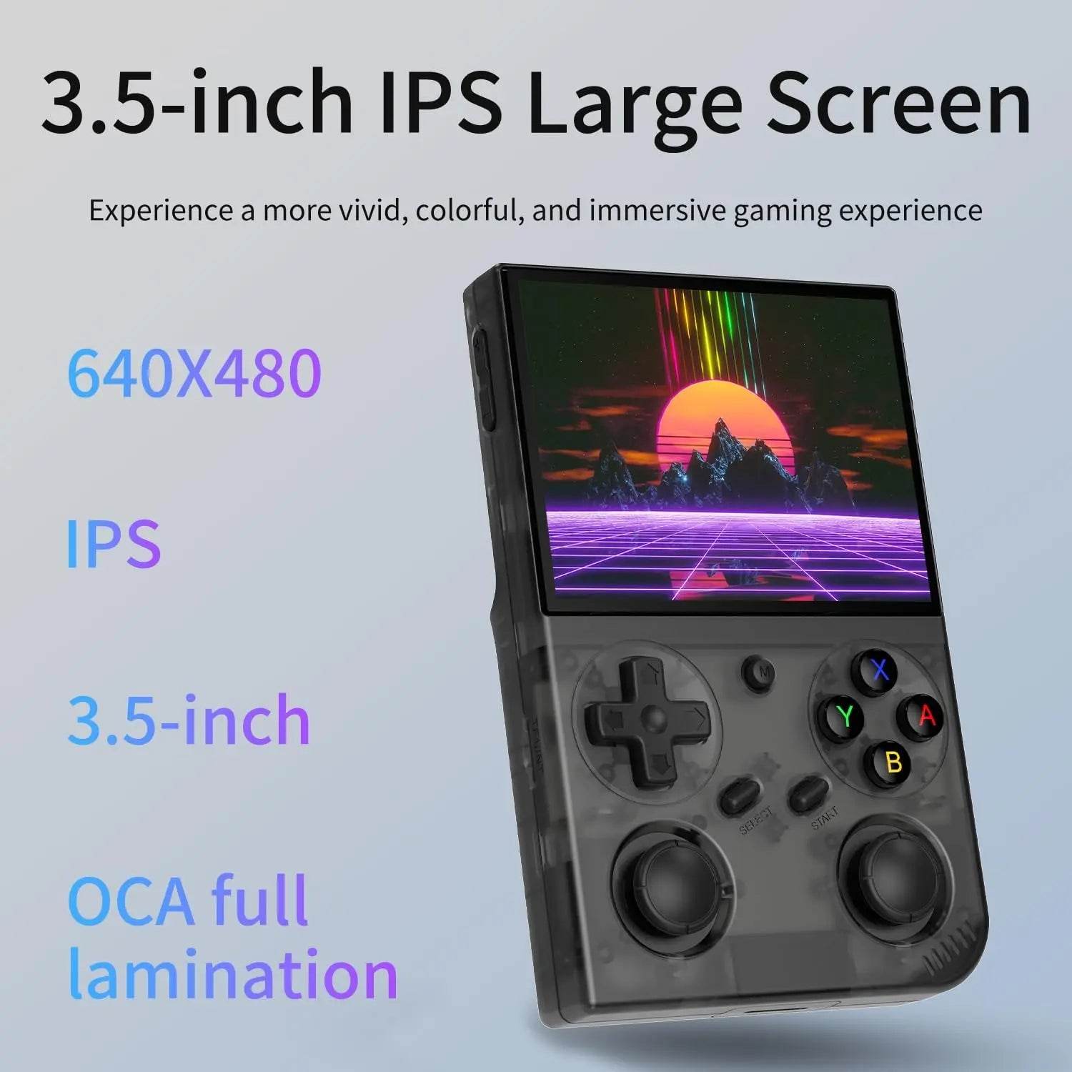 G350 Retro Handheld Game Console , 3.5 Inch IPS Screen Linux System Built-in 64G TF Card 4371 Games Preloaded Game Console 3200mAh Battery(Transparent Black) - Blustars -We will make your life easier.